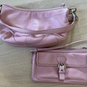 Authentic Pink Coach shoulder bag and wristlet